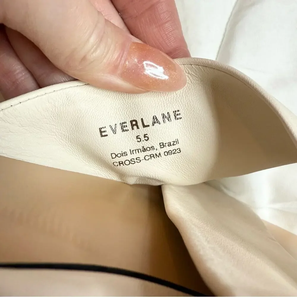 Everlane Day Crossover Sandals Size 5.5 Leather Cream Flat Slip On New w/o Box - Picture 4 of 7